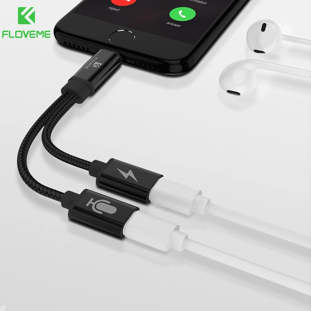 FLOVEME 2 в 1 переходник Lightning аудио для iPhone X 7 8 Plus разветвитель разъем наушников USB