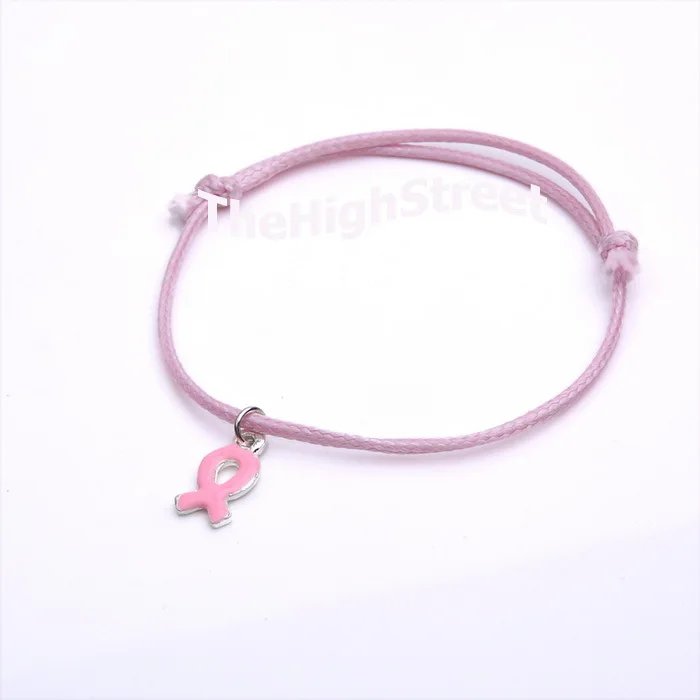 Min Oder 10 Pink Ribbon Charm Delicate Cord T Cancer Min Oder 10 Pink Ribbon Charm Delicate Cord T Cancer Awareness Friendship Adjule Bracelet Whole High Quality In Bracelets From