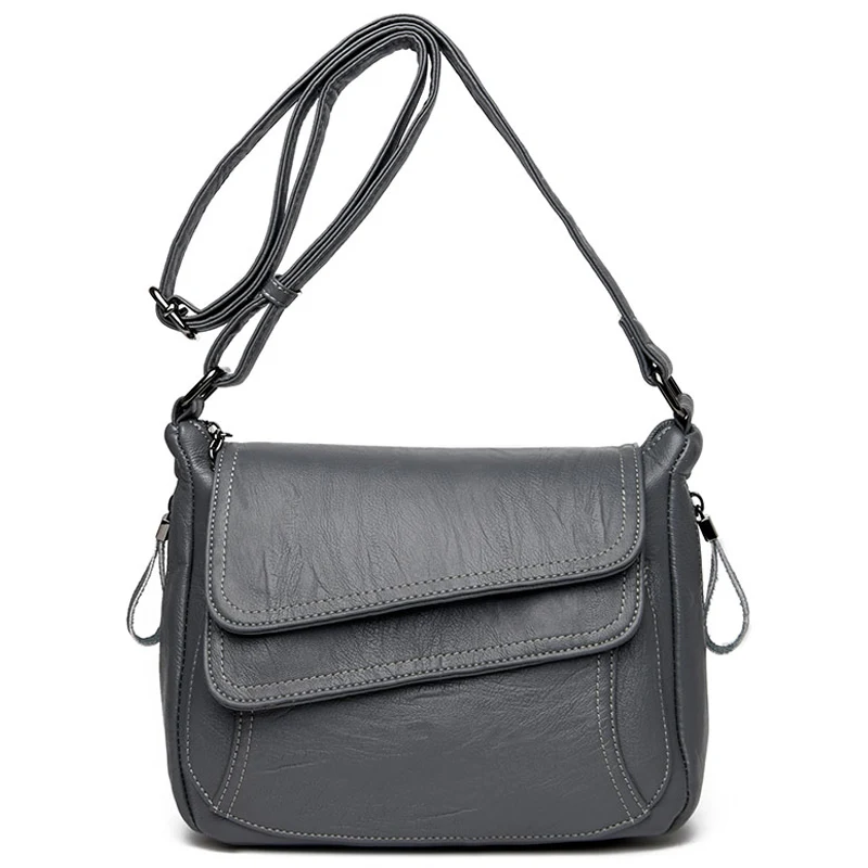 Новинка, женские кожаные сумки-мессенджеры, роскошные сумки, женские сумки, дизайнерские женские сумки через плечо, винтажные сумки через плечо, женские сумки - Цвет: gray