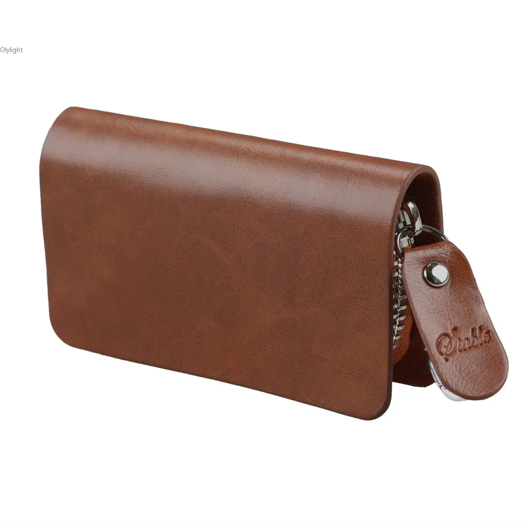 Men Synthetic Leather Wallet Solid Clutch Coin Purse Holder Keychain