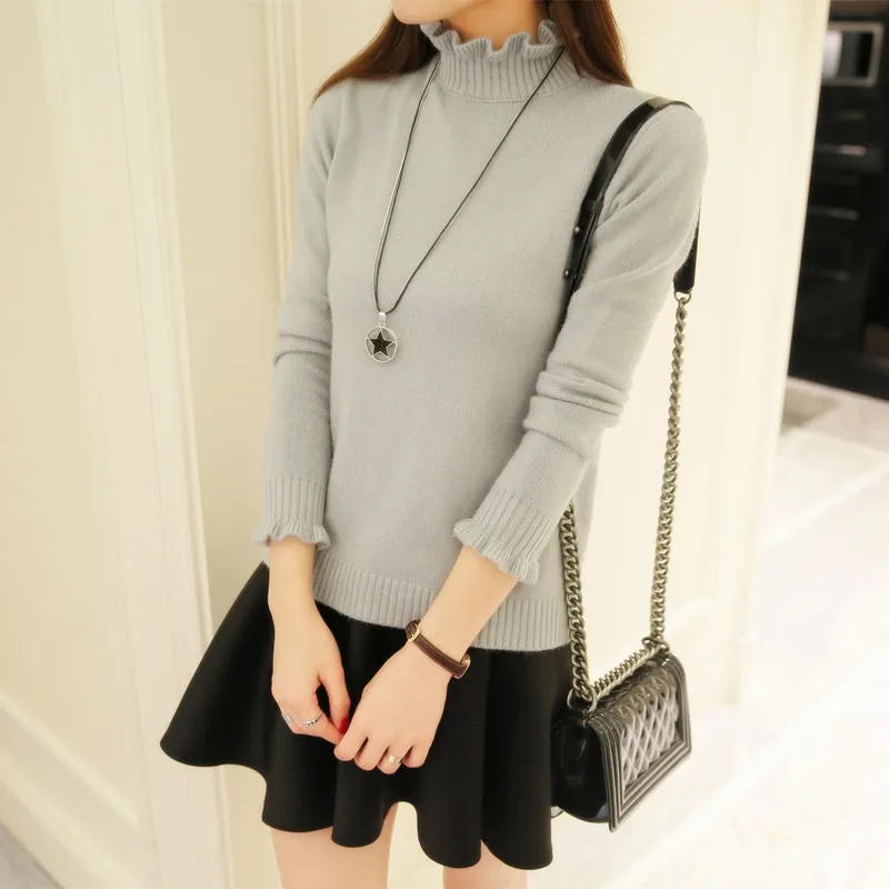 

2019 New Spring Autumn Winter Fashion Women Sweater Solid Half Turtleneck Sweater Women Bottoming Knitted Pullovers