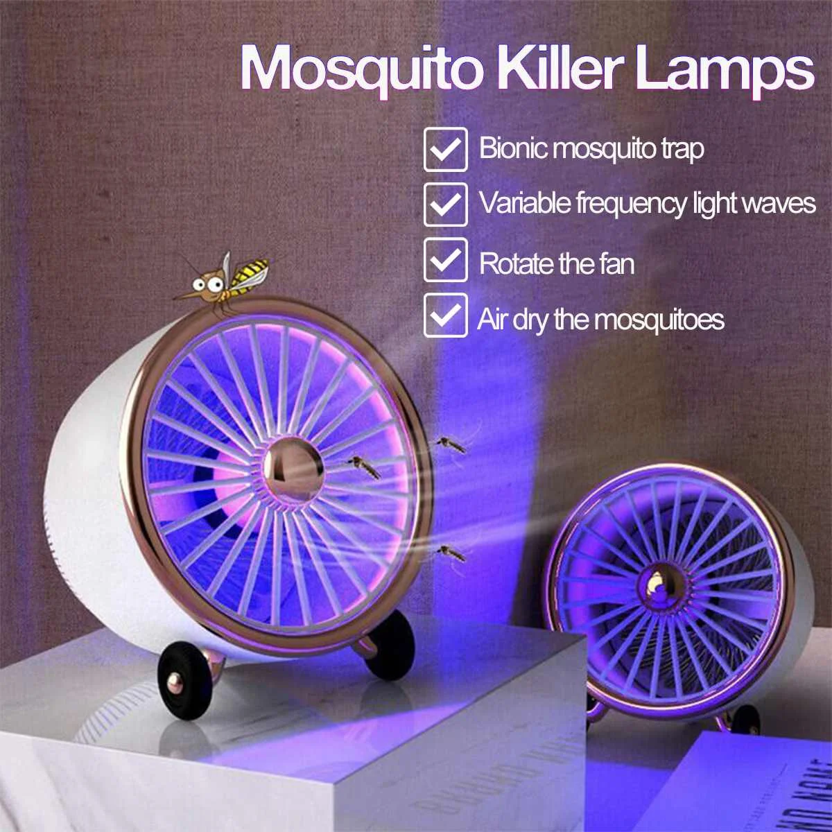 

USB Electric Mosquito Killer Fly Bug Zapper Insect LED Light Trap Lamp Pest Control Electric Fan Mini Air Conditioner Travel