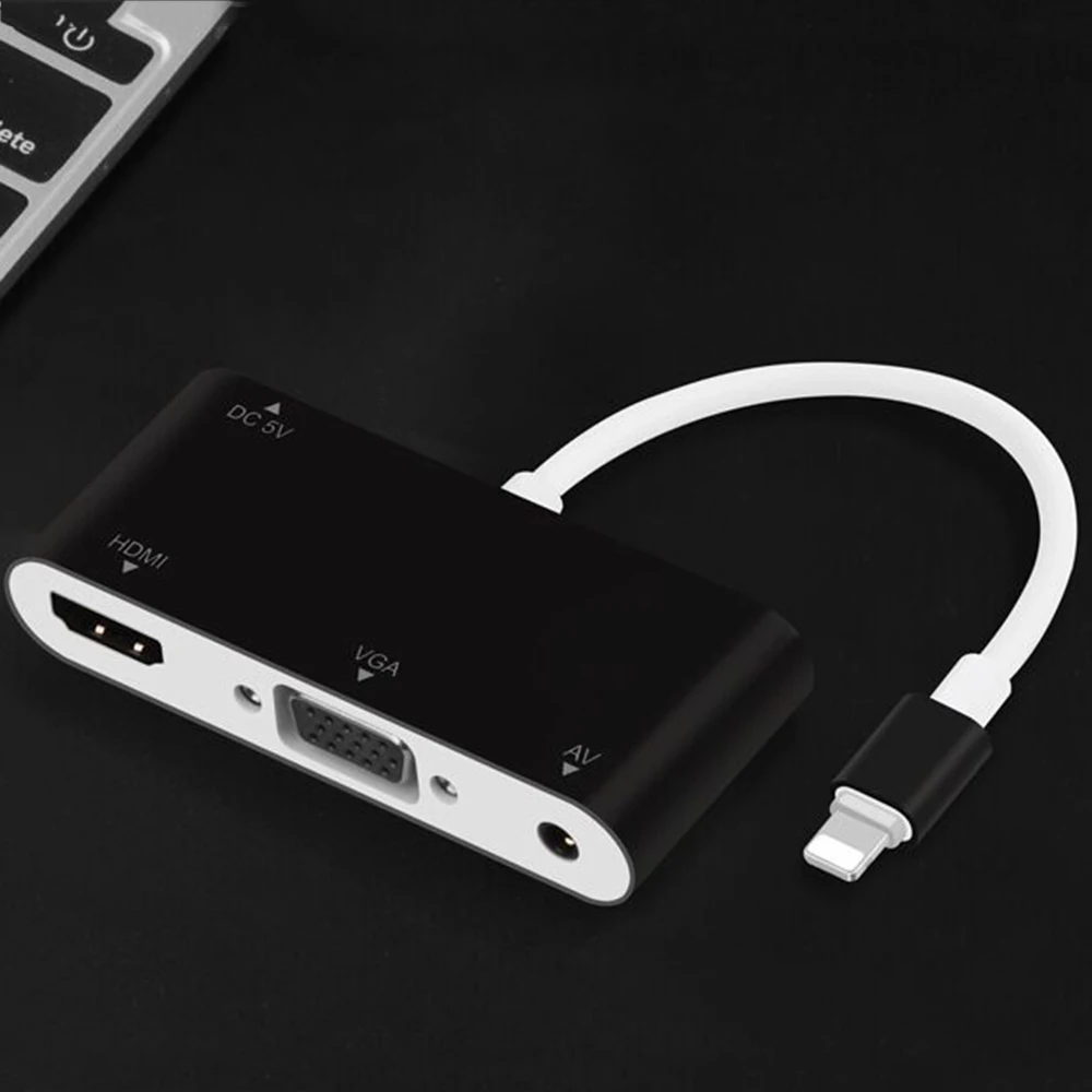 3 в 1 USB аудио адаптер USB к HDMI VGA+ видео конвертер Цифровой AV адаптер для iPhone Xmax 8 7 plus 6S iPad Air