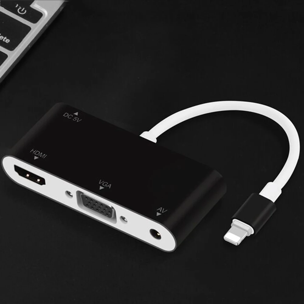 3 в 1 USB аудио адаптер HDMI VGA + видео конвертер цифровой av для iphone Xmax 8 7 plus 6S iPad