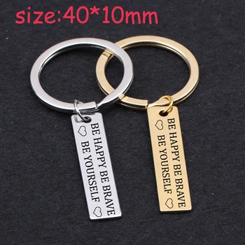 

Stainless Steel Keychain Engraved Be Happy Be Brave Be Yourself Suitable For Everyone Friend Gift Key Ring Key Tag Holder