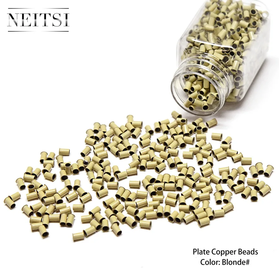 

Neisti Hair Extensions Tools 34*30*60 Without Silicone Copper Micro Rings Tubes For Hair Extensions 1000pcs 6 Colors Option