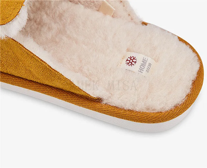 Винтажные домашние тапочки в британском стиле для мужчин и женщин; зимняя теплая обувь из искусственной замши с шерстяной подкладкой; однотонная домашняя обувь для дома