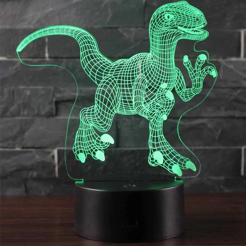 3D иллюзия динозавра Хэллоуин маска светодиодный 7 цветов сенсорный пульт дистанционного управления светильники в виде животных светится в темноте игрушки Рождественский подарок для мальчиков