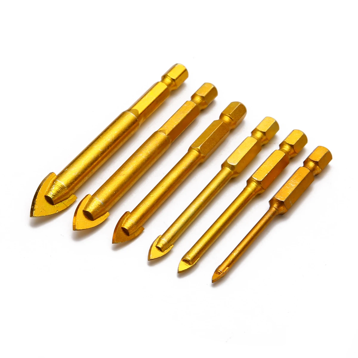 6Pcs/set 1/4" Hex Shank Glass Drill Bits 4 12mm Tile Glass Drill Bits