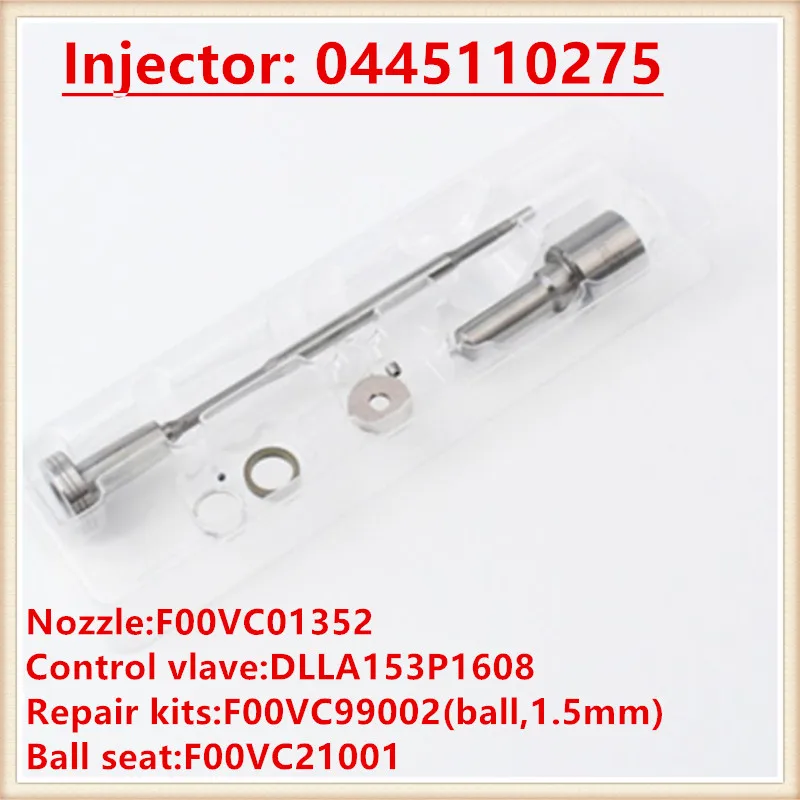 

0445110275 injector Overhaul Repair Kits Nozzle DLLA153P1608 Valve F00VC01352 Sealing Rings, ball, ball seat