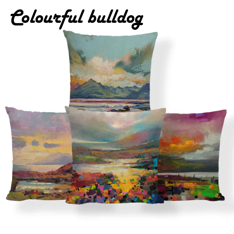 

Abstract Landscape Sky Cushions Cover Mountain House Forest Ocean Beach Pillows Beach Home Decor Throw Pillow Case 43X43Cm Linen