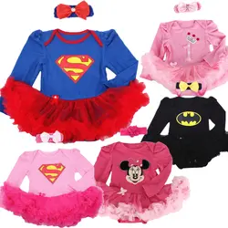 Одежда для новорожденных девочек одежда для младенцев Супермен Детские Рождественские костюмы детское кружевное платье-комбинезон 1st