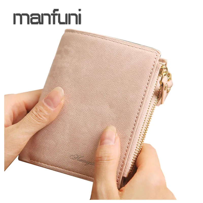 

Purse Women's Wallets PU Frosted Leather Short Fold Wallet Women Card Holder Portfel Girls Fashion Zipper Wallet Carteras Mujer