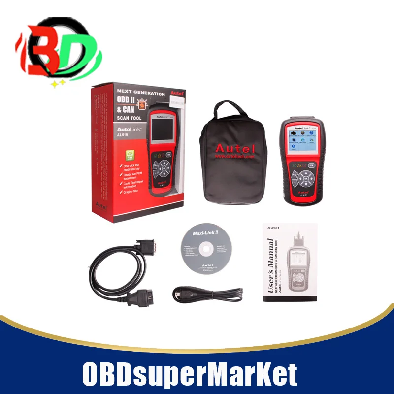 

Original Autel AutoLink AL519 OBD-II And CAN Scan Red Plastic Autel AutoLink AL519 OBD-II And CAN Scanner Tool Multi-languages