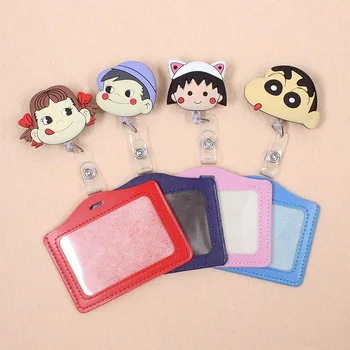 

4 Color Cute Girl & Boy Silicone Badge Scroll Nurse Office Reel Character Scalable Student Exhibition Business Card Badge Holder