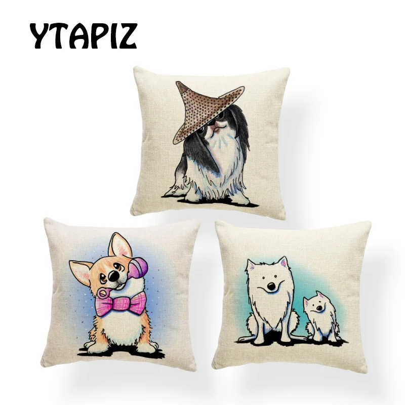 

Personalized Pomeranian Corgi fox Sha hammer Maltese Dog Shih Tzu Tie Cat Cushion Set 45X45Cm Polyester Sofa Decoration Pillow
