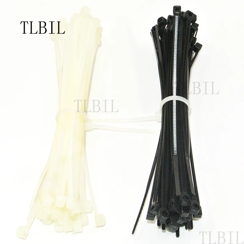 Cable Organizer Cable Ties Nylon Cable Ties Cable Tie Nylon Zip Ties 100Pcs 8 inch 2mm x 200mm White Black Self-Locking Plastic Cable Zip Ties Cable Loop Ties