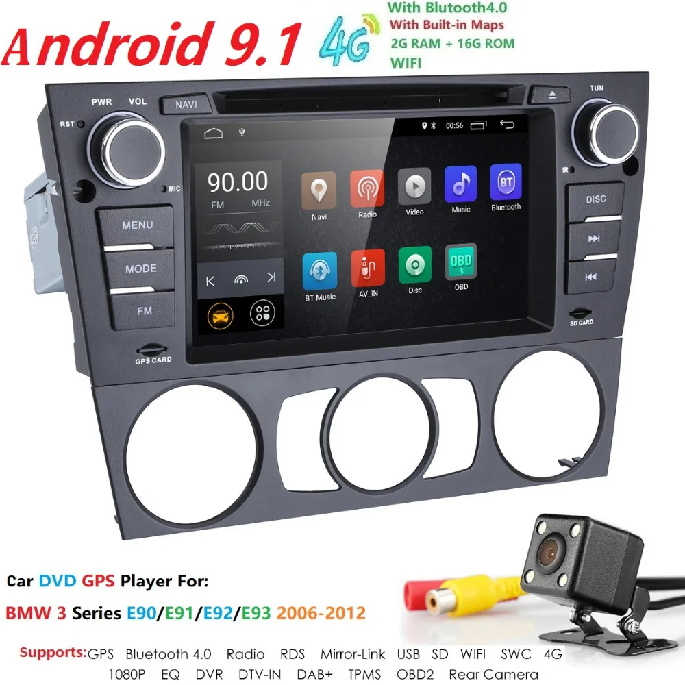 Discount Single 1Din 4-Core 7" Android 9 Car DVD Player For BMW E90/E91/E92/E93 GPS Navigation Radio OBD2 DAB RDS Bluetooth+Camera SWC SD 1