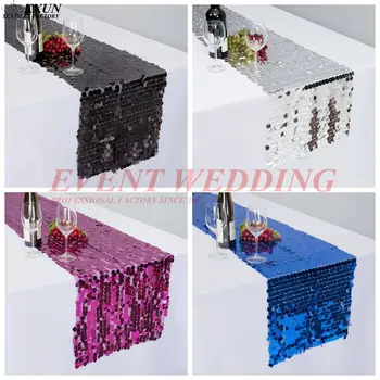

Wholesale Price 9MM Round Thick Sequin Table Runner Table Cloth Runners For Wedding Event Party Hotel Decoration