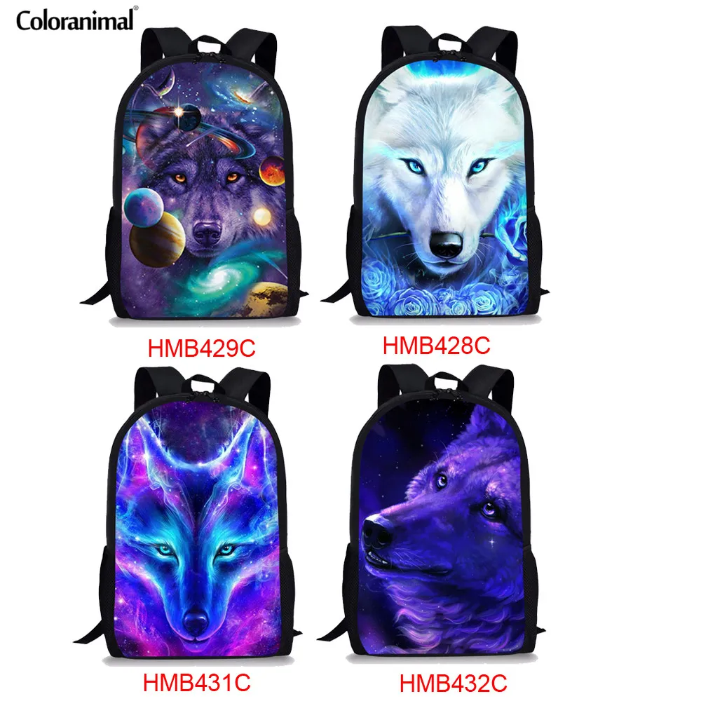 Рюкзак Coloranimal Galaxy Wolf для студентов школы 3D рюкзак с волком Детские