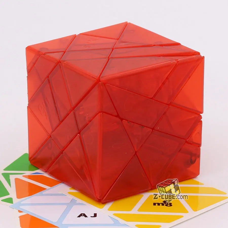 Волшебный куб, головоломка, mf8 шестигранника для мамы и дочки, 3x3 сына для мам и дочек, защита от солнца куб перевязана Сумасшедший Единорог кривой вертолет AJ Duo оси Z - Цвет: AJ Transparent Red
