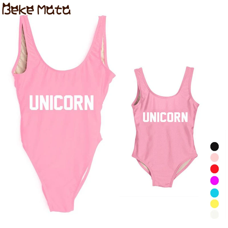 

Mother Daughter Swimsuits Mommy And Me Clothes Unicorn Family Look Mom Daughter Swimwear Beach Bikini Suit Matching Clothes Set