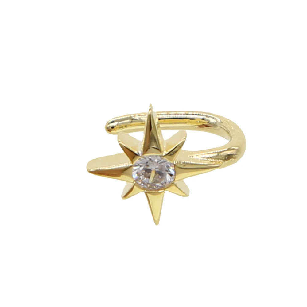 

1 PIECE 2019 gold color no piercing clip on ear cuff earrings starburst star design classic girl women charm fashion jewelry