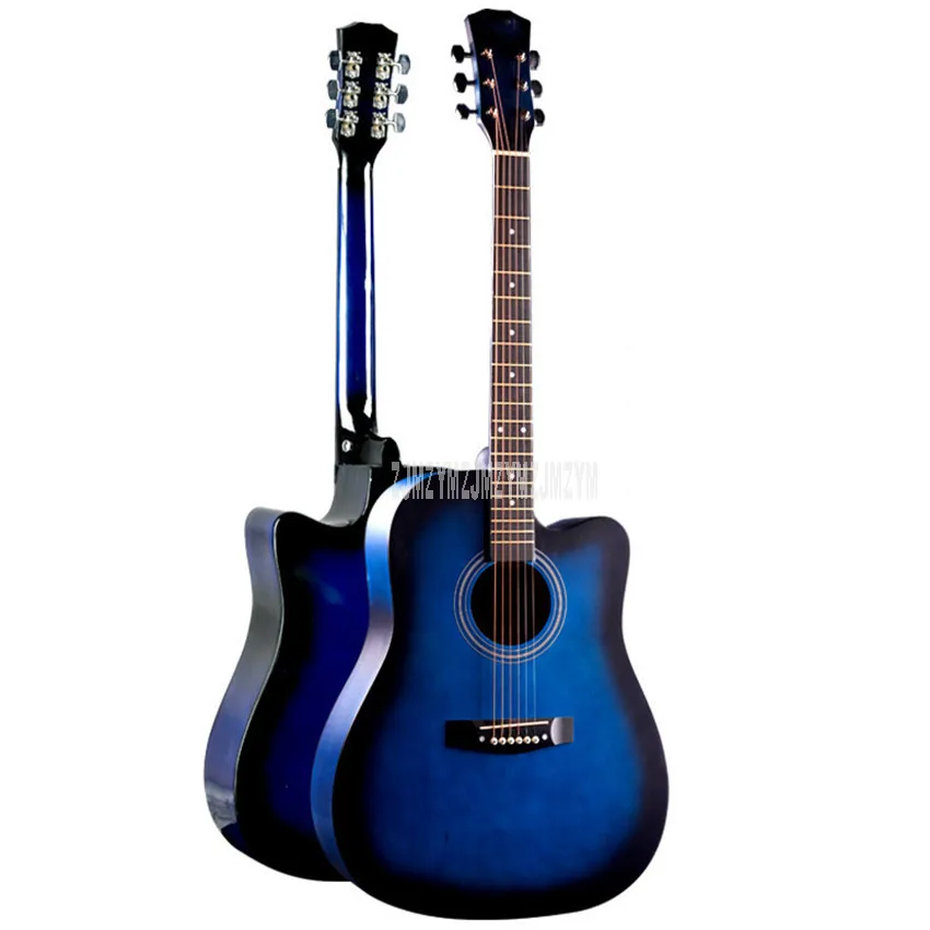 Новинка, 1 шт., 41 дюймов ra акустической гитары народного игра на гитаре твердой древесины 6 гитара с мешком для музыкальных инструментов для начинающих - Color: blue color