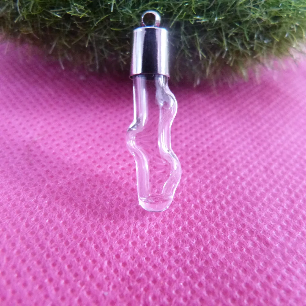 

5x22mm S-shape clear tiny rice vial glass wishing bottle & cap & rubber for diy fashion pendant --50set
