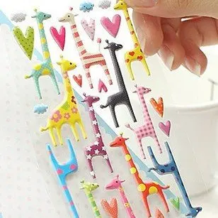 

24packs/lot Kawaii elephant cat dog giraffe 3D sticker Cartoon PVC animal Decoration label Multifunction DIY stickers wholesale