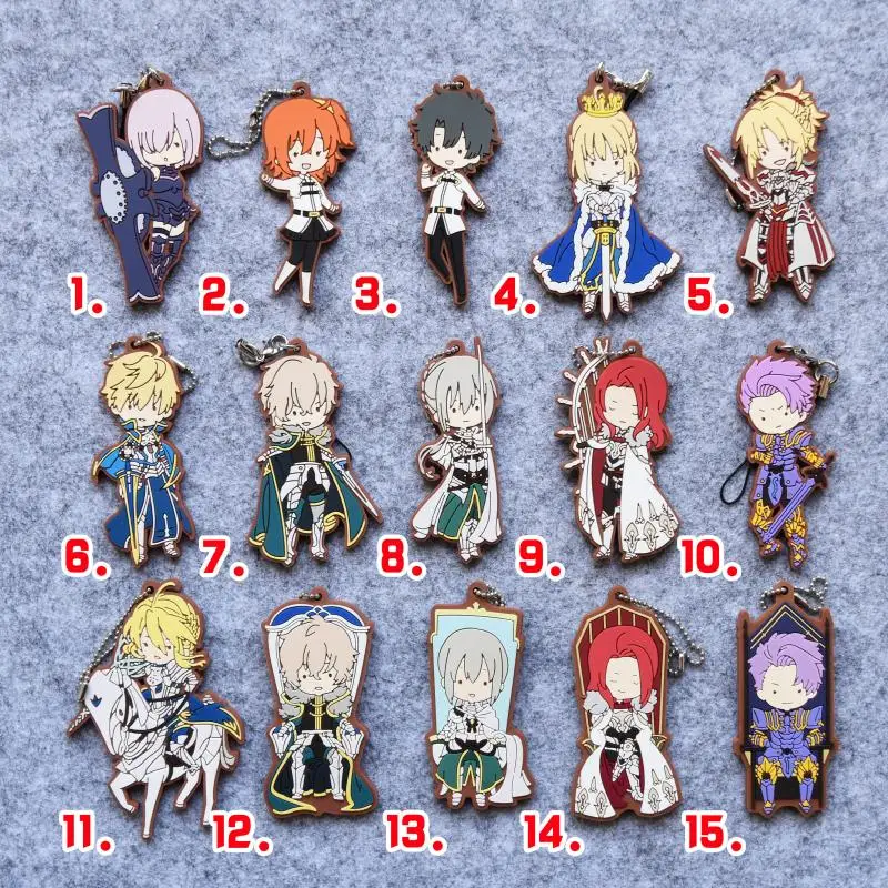 

Fate/Grand Order Anime FGO Mash Fujimaru Ritsuka Altria Saber Rubber Strap Keychain