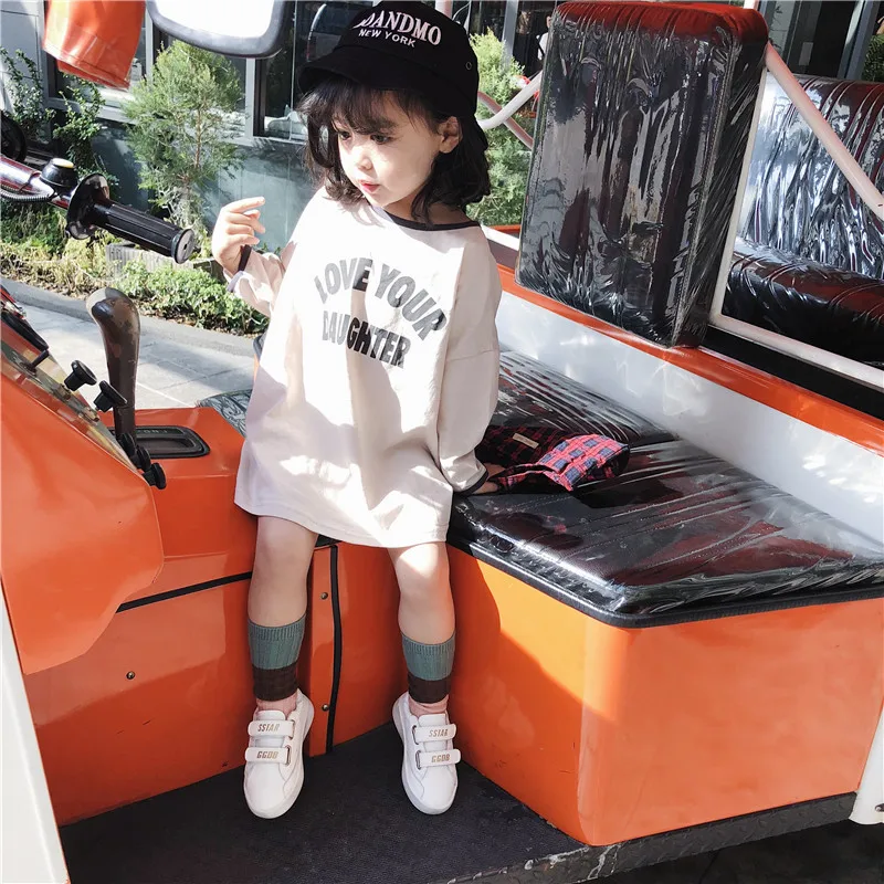 

Letter Korean Girls Cottoon T-shirt 2019 New Spring Toddler Girls Clothing Long Sleeved Baby Long Tshirts Causal Tops Tees