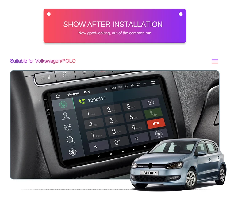 Perfect Isudar Car Multimedia Player 1 Din Android 9 DVD Automotivo For VW/Volkswagen/POLO/PASSAT/Golf/Skoda/Octavia/Seat GPS Radio DVR 4