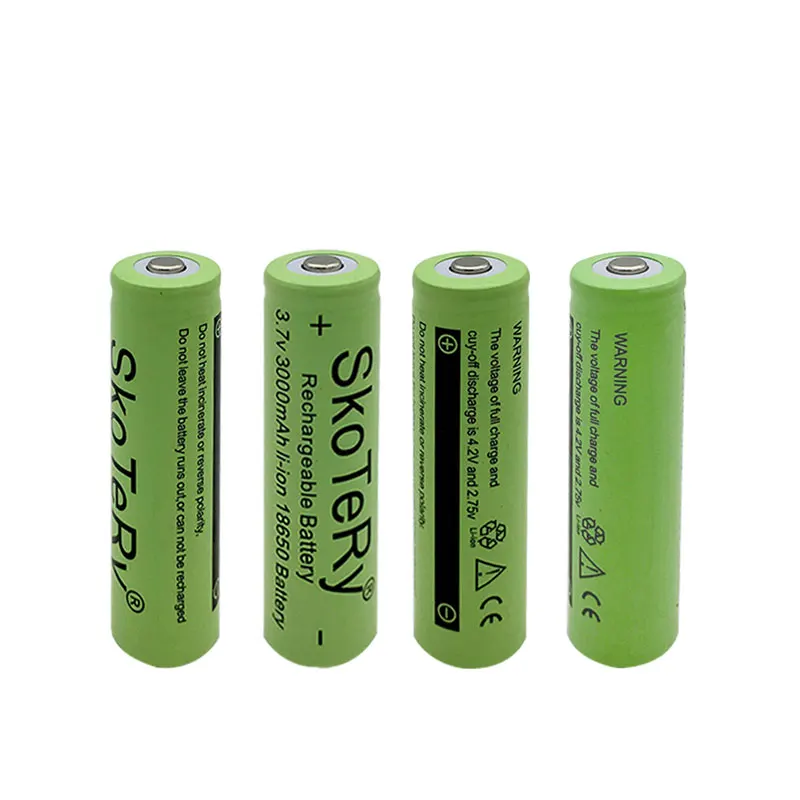 3XSkoTeRy 18650 литий-ионный аккумулятор, литиионый аккумулятор, 3000mAh 3,7 V литий-ионная аккумуляторная батарея 18650 Batteria плоский Топ Зеленый