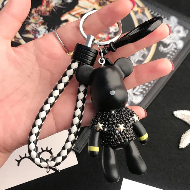 Japanese Cartoon Bears Keychain Rhinestones Popobe Gloomy Bear Key Ring