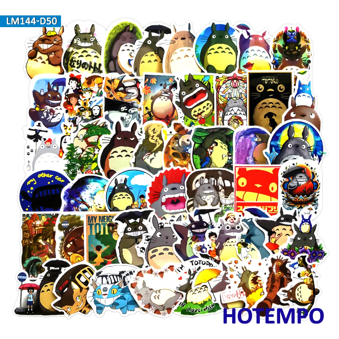 50 قطعة جارتي Totoro Anime فيلم الكرتون لطيف ملصقات ل للهاتف المحمول والحاسوب المحمول الأمتعة الغيتار لوح التزلج الدراجة ملصقات مصورة