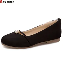 ASUMER/Большие размеры 34-43; модные Демисезонные женские тонкие туфли; повседневные женские туфли на плоской подошве с круглым носком; Цвет черный, розовый