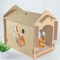 DIY небольшой кошачьих туалетов коробка Спальня вторичной переработки картона Кошки Скребут Совета коробки