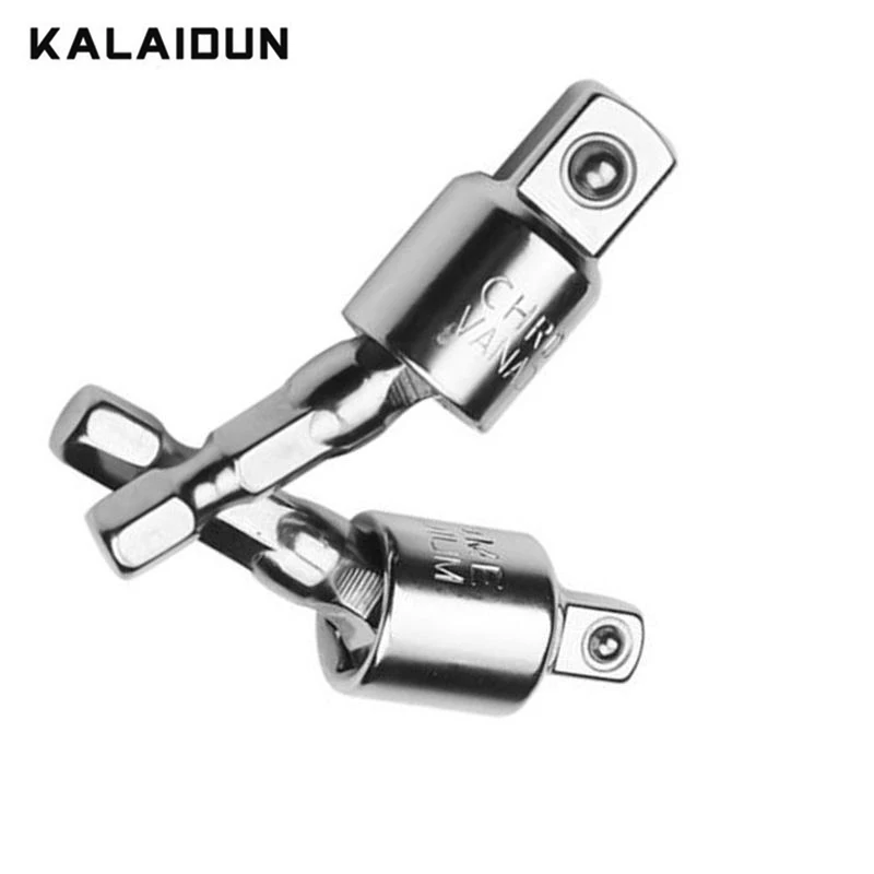 

KALAIDUN 360 Degree 1/4 3/8 Electric Wrench Hex Handle Square Head Conversion Connector Sleeve Tool Connecting Rod Extension