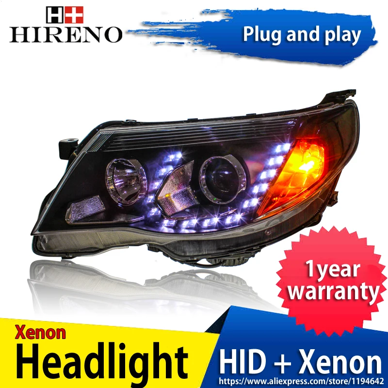 Hireno налобный фонарь для 2008-2012 Subaru Forester фара в сборе светодиодный DRL ангел объектив