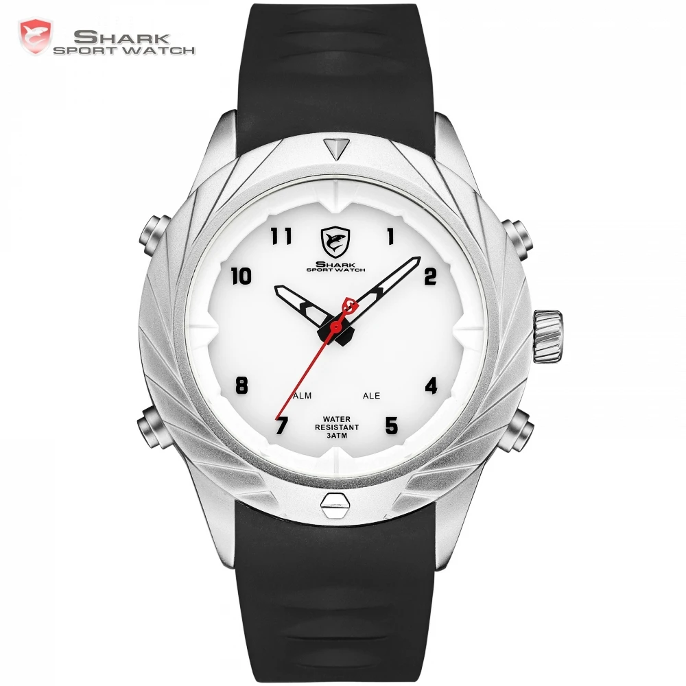 Лидирующий бренд, роскошные спортивные часы Shark, дизайн, часы для мужчин с будильником, силиконовый ремешок, reloj hombre, светодиодный цифровой наряд, часы/SH580