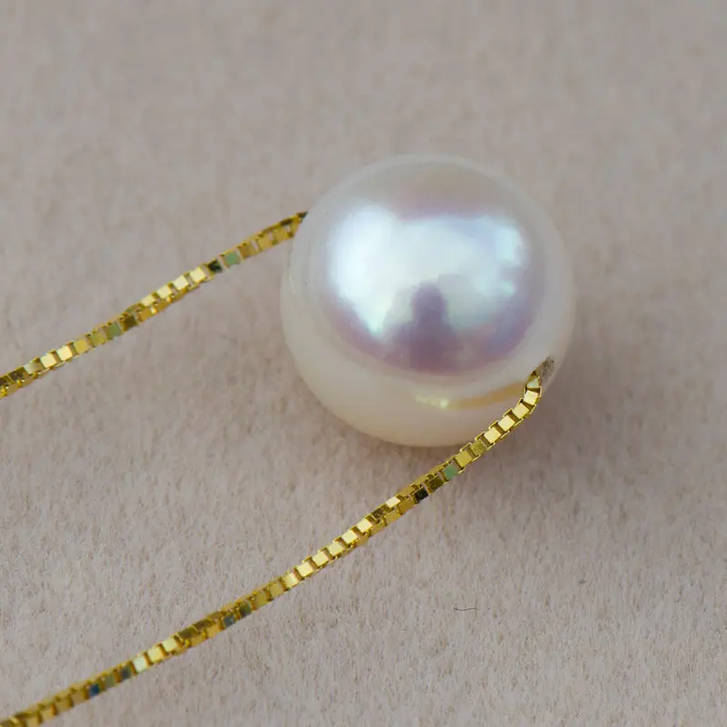 

Wholesale hot huge 12MM natural south sea genuine white round luck pearl pendant necklace