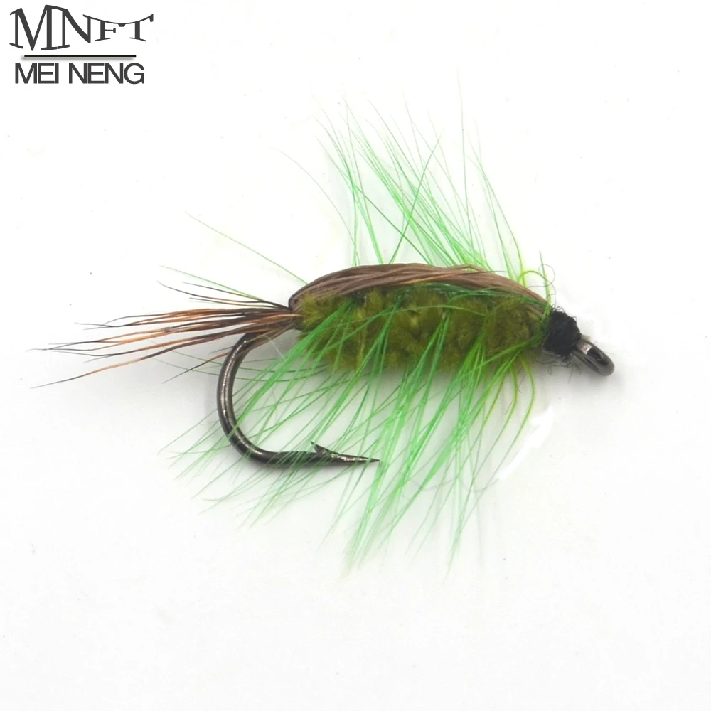 MNFT 10pcs/pack 6 Dry Fly Caddis Trout Fishing Flies Wooly Worm Green