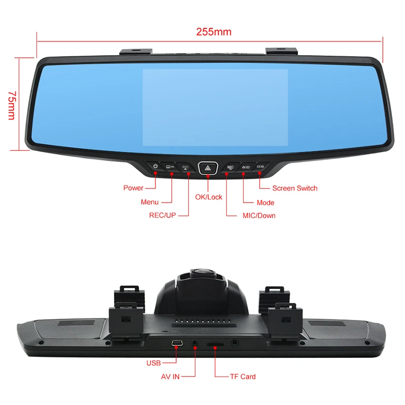 Junsun ужин Full HD Автомобильный двойной Dashcam 1080 P приборная панель DVR авто зеркало