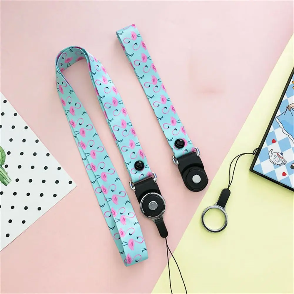 Neck Strap Lanyard Retractable Nurse Card Holder Office Badge Reel Phone Hang Rope Key Ring ID Card Badge Holder Cactus Flamingo