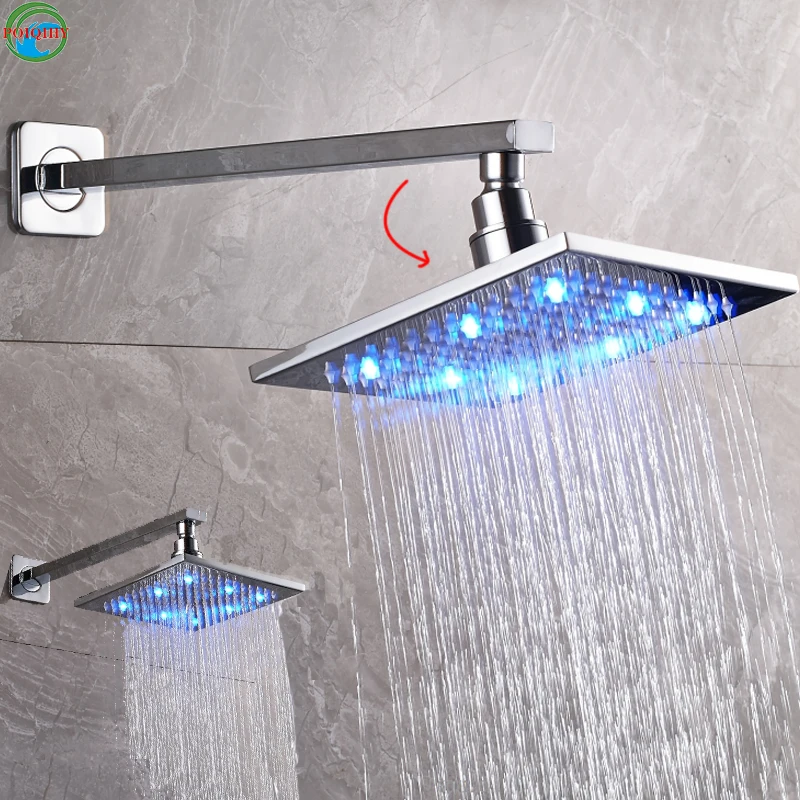 Buy Free Shipping 8'' LED Chrome Brass Shower Head