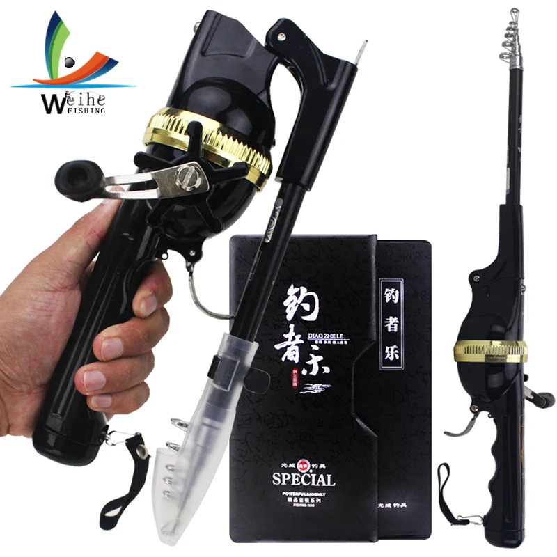 

2018 New Portable Folding Telescopic Fishing Rod Stainless Steel Poles With Reel Line Travel Folding Mini Baitcasting Rod