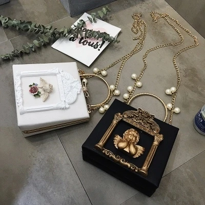 Роскошная женская сумка в стиле барокко с цепочкой и жемчугом|chain shoulder bag|bags for