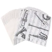 20 шт./лот, домашний музыкальный инструмент, настольные салфетки, подстаканник, черный, креативные, вечерние, для ужина, бумажные салфетки, украшения