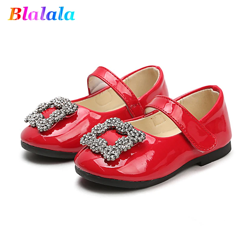 

Autumn Spring fashion faux crystal square buckle girls doug flat shoes kids loafers children princess shoes 13-17cm